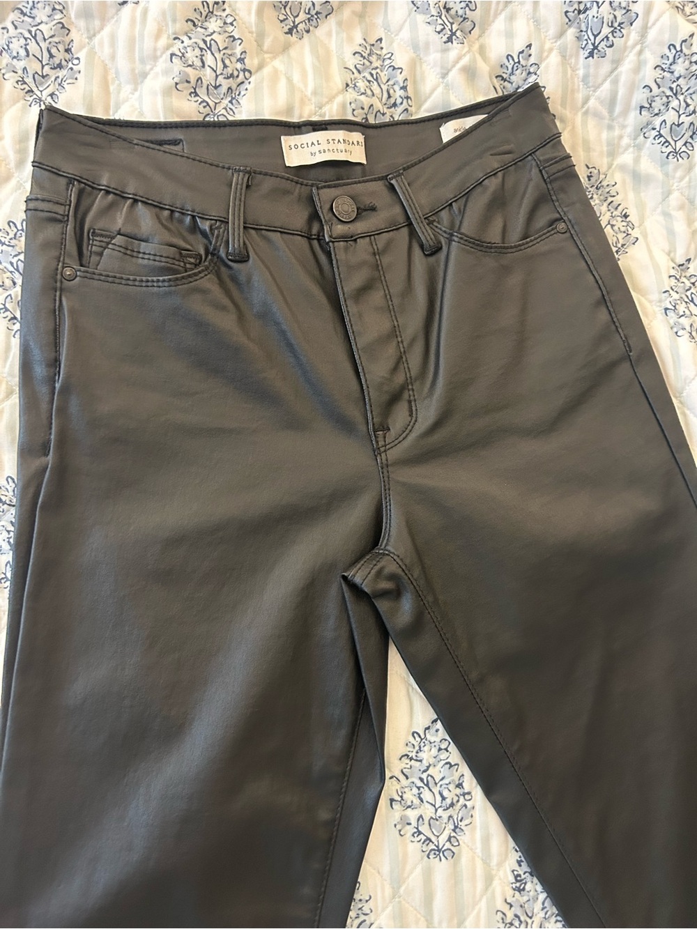 Black Faux Leather Pants - Picture 2 of 4